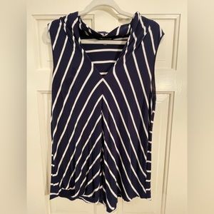 Cable and Gauge Sleeveless Top on Navy and White Stripped